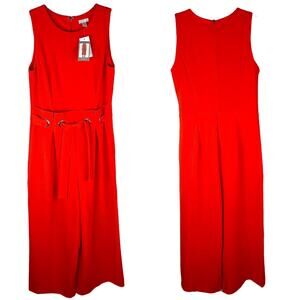 Spense Jumpsuit Small Coral Sleeveless Cropped Stretch Drawstring New